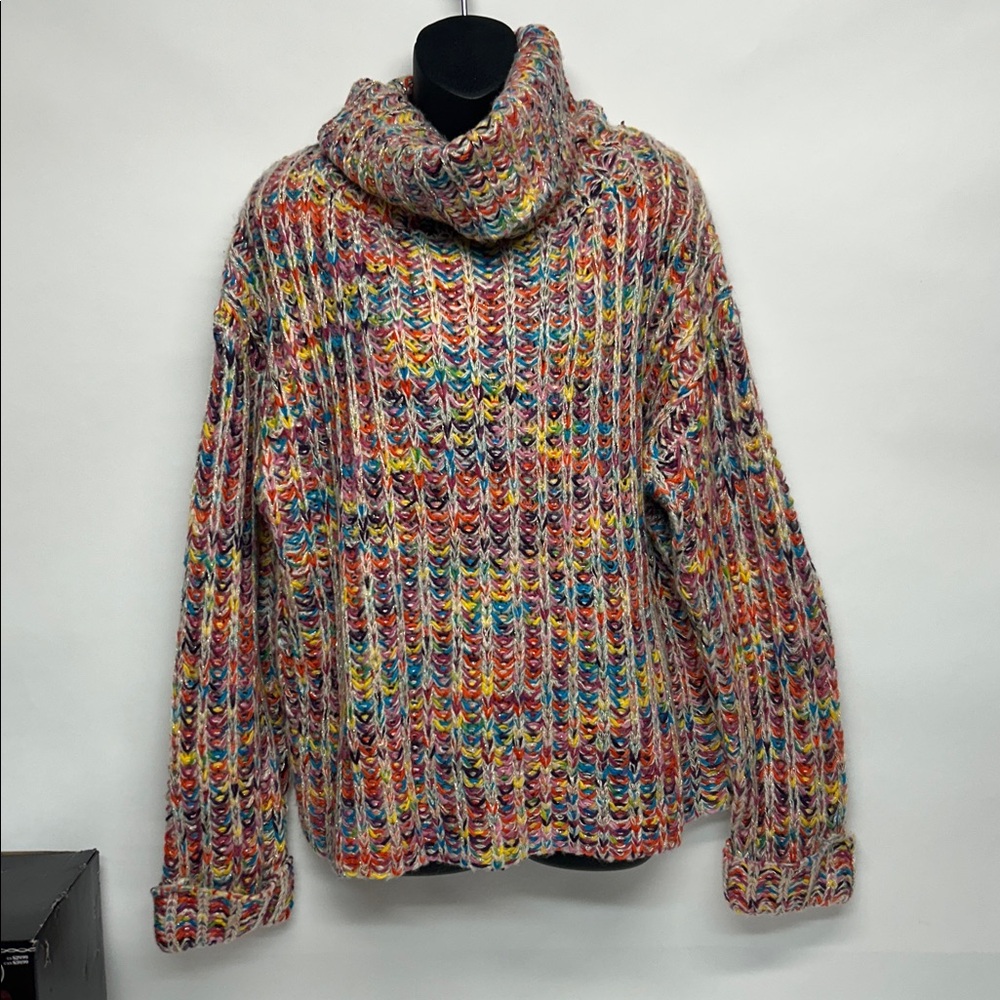 Strut & Bolt Multicolor Knit sweater,  gold thread NWOT chunky large